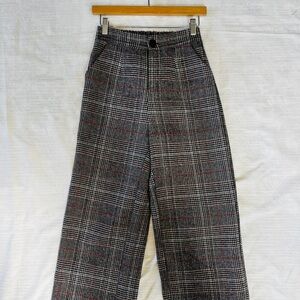 Gray & White Plaid Pants / Trousers